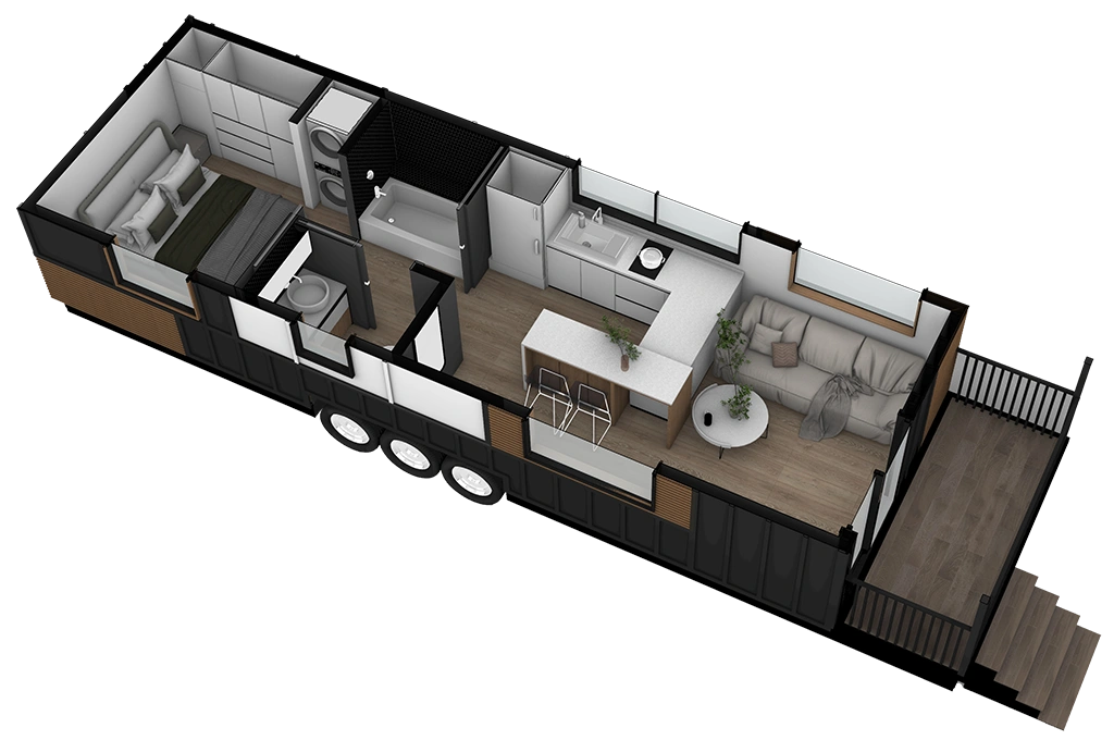 Cutaway view of a Clever Tiny Homes home